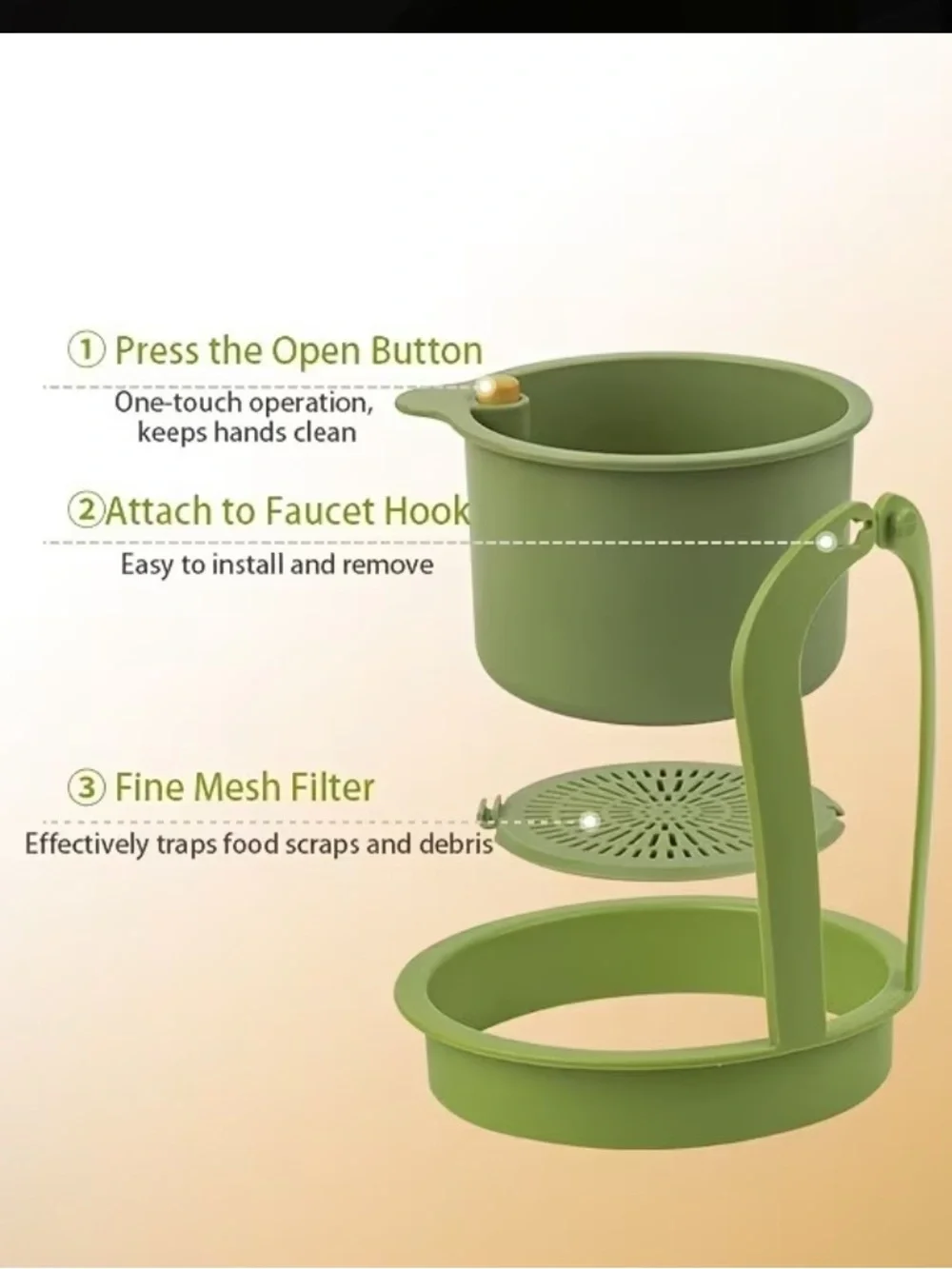 Hanging Sink Strainer & Scrap Catcher - Green new